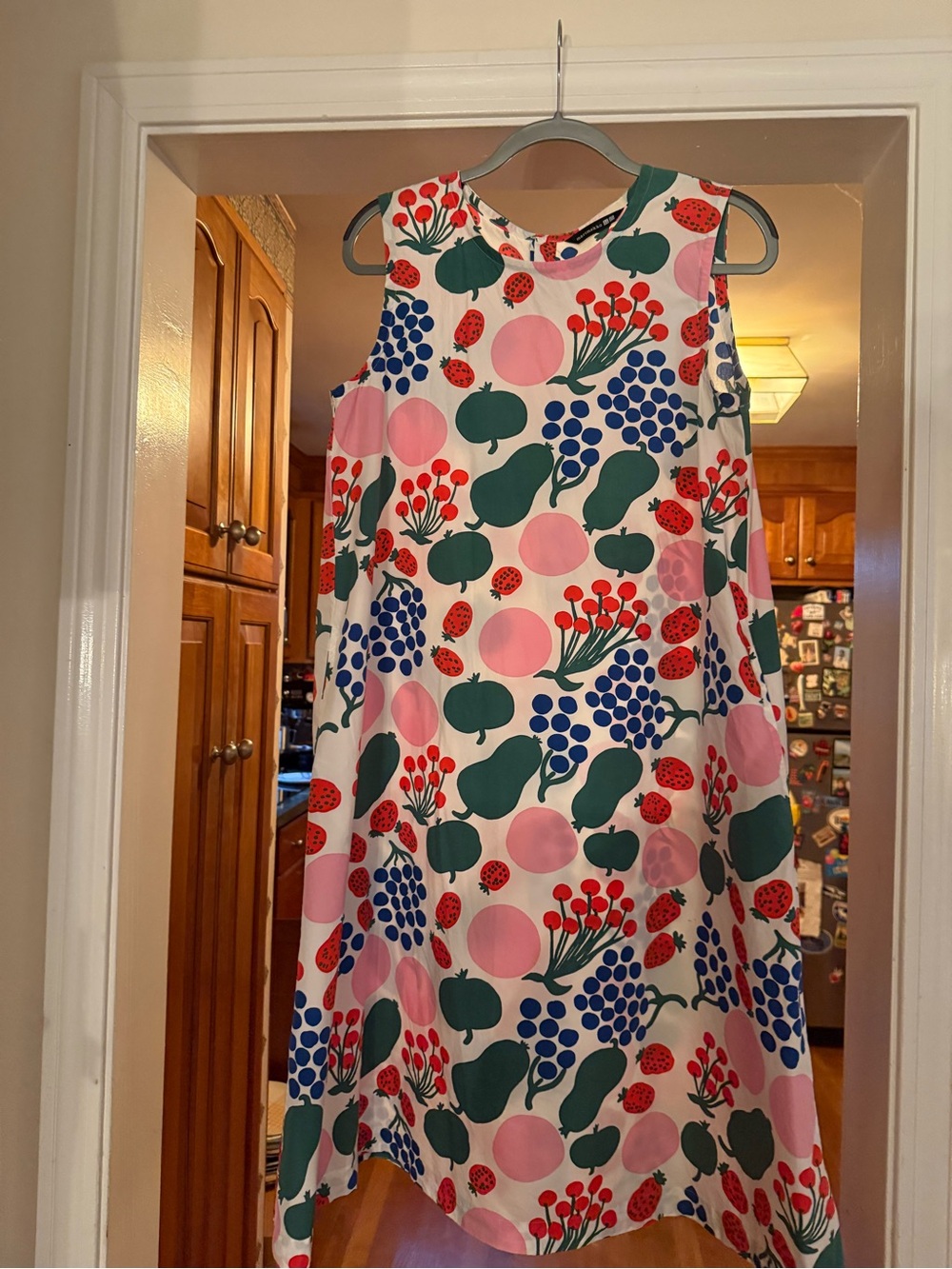 Marimekko Uniqlo Sleeveless Swing Dress — Pink, Green & Blue